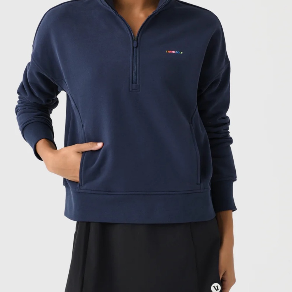 Cozy French terry half zip women’s pullover. New, never worn. - Picture 3 of 4